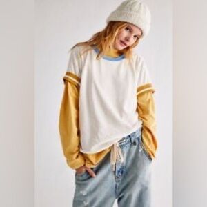 NWT Free People Lets Do This Ringer Tee
